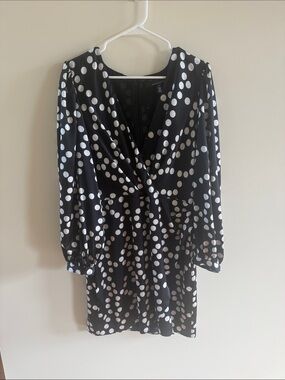 White House Black Market Black Dress with White Polka Dots